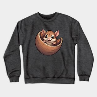 squirrel hiding in coconut shell Crewneck Sweatshirt